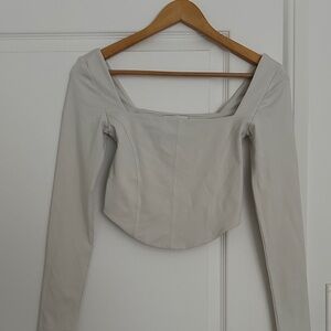 Babaton Cream Long Sleeve Crop Top